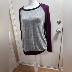 Buffalo David Bitton Gray and Red Raglan 3/4 Sleeve Tee